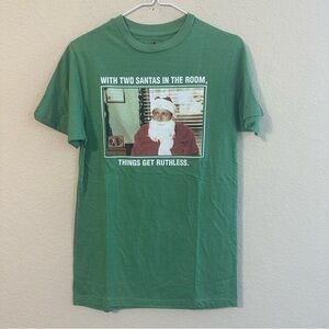 The Office T-Shirt Christmas Michael Scott Santa Graphic Green Short Sleeve Tee
